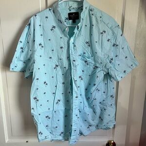 Light Blue Palm Tree Print Men's Shirt extra large American Eagle outfitter